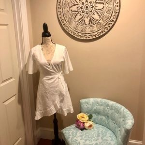 Japna white wrap eyelet dress